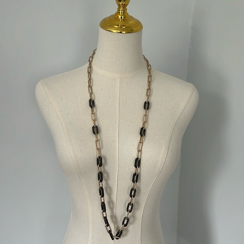 Zenzii 42 Long Gold Tone And Black Chunky Necklace 14$